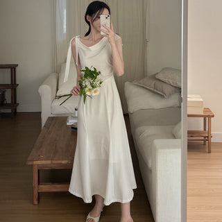 South Korea Lace-up Bow Skinny dress