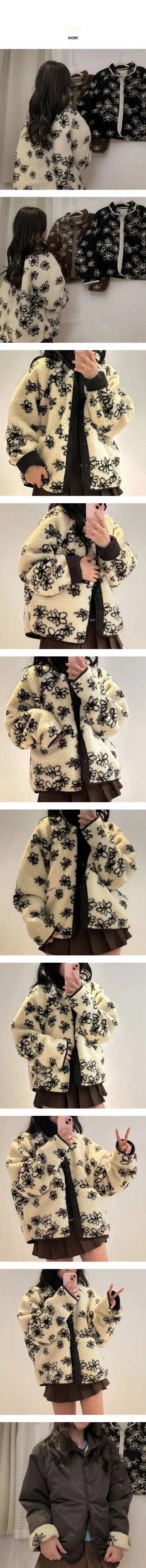 flower fur coat