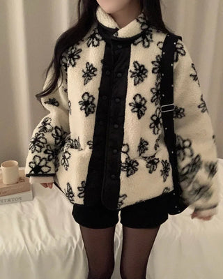 flower fur coat