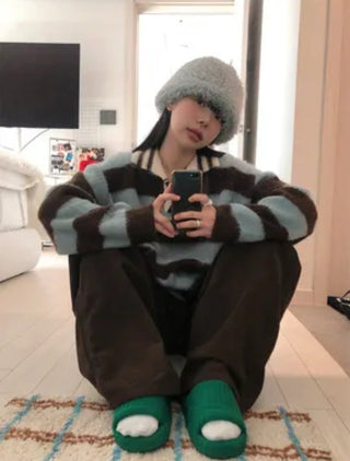 striped mohair cardigan