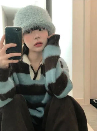 striped mohair cardigan