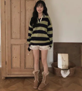 striped mohair cardigan