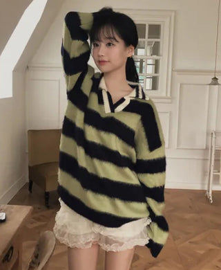 striped mohair cardigan