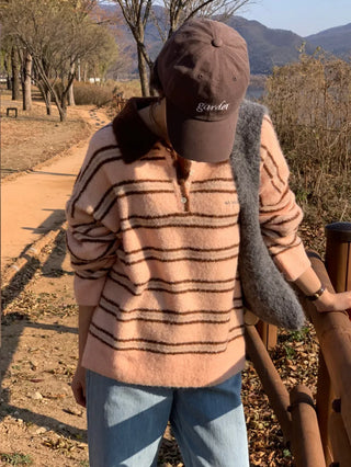 striped polo sweater