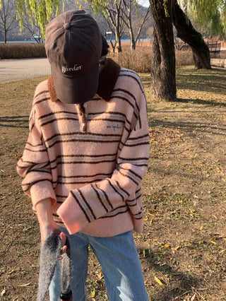 striped polo sweater