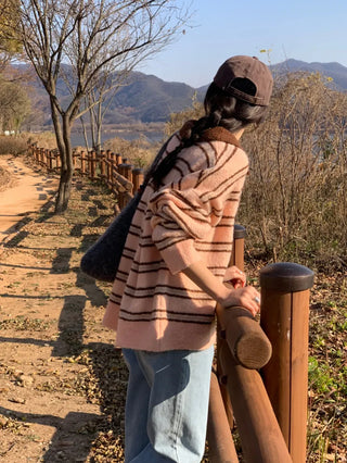 striped polo sweater