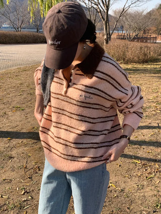 striped polo sweater