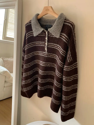 striped polo sweater