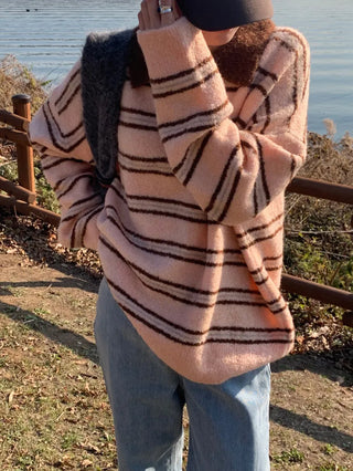 striped polo sweater