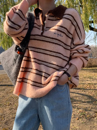 striped polo sweater