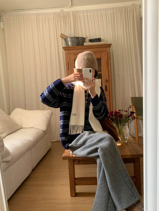 striped polo sweater