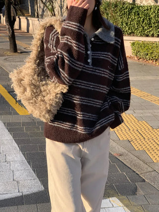 striped polo sweater