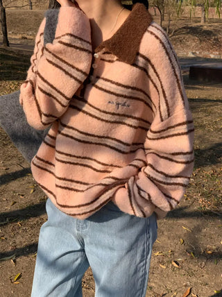 striped polo sweater