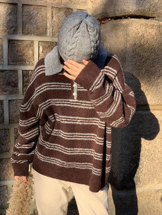 striped polo sweater