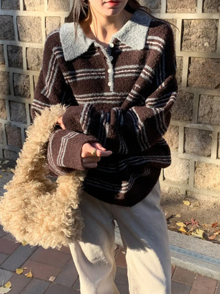 striped polo sweater