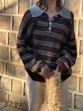 striped polo sweater