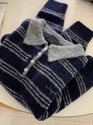 striped polo sweater