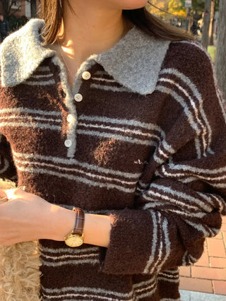 striped polo sweater