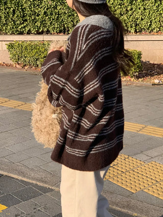 striped polo sweater