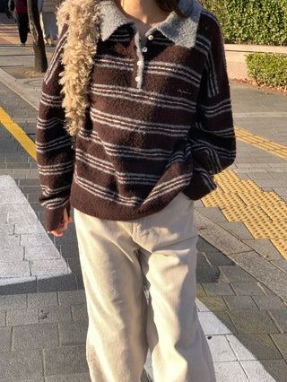 striped polo sweater
