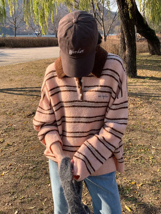 striped polo sweater