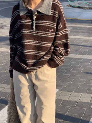 striped polo sweater