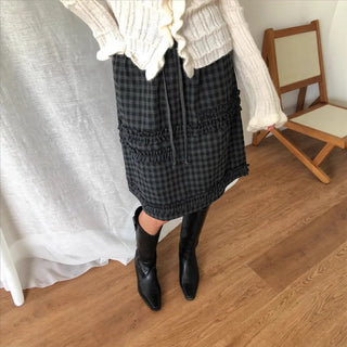 plaid lace skirt