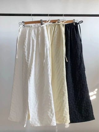 flower drawstring pants