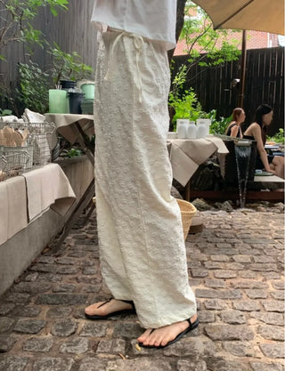 flower drawstring pants