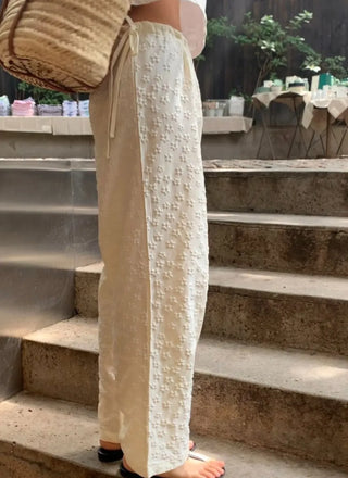 flower drawstring pants