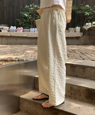 flower drawstring pants