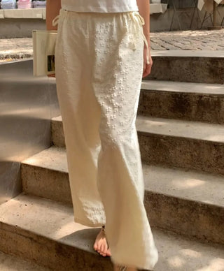 flower drawstring pants