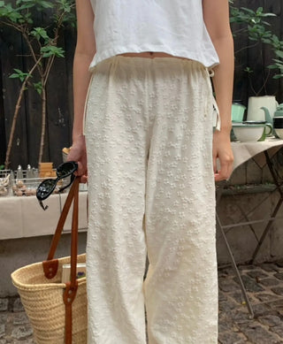 flower drawstring pants