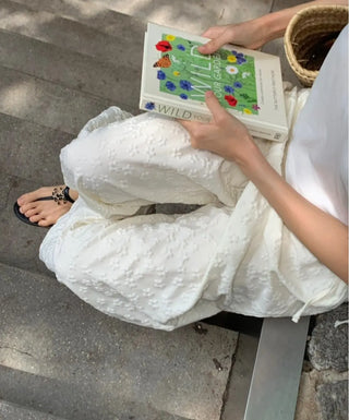 flower drawstring pants