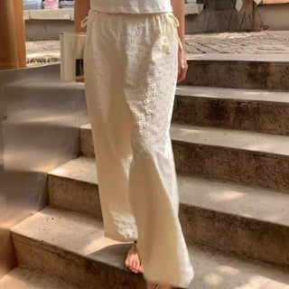 flower drawstring pants