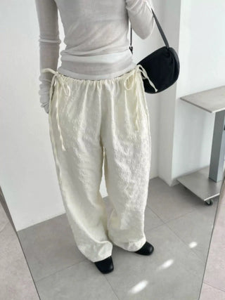 flower drawstring pants