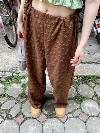 flower drawstring pants