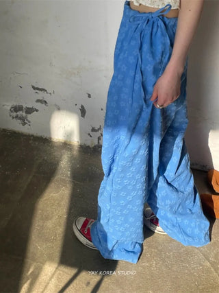 flower drawstring pants