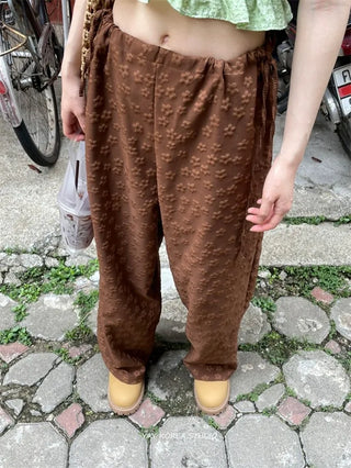flower drawstring pants
