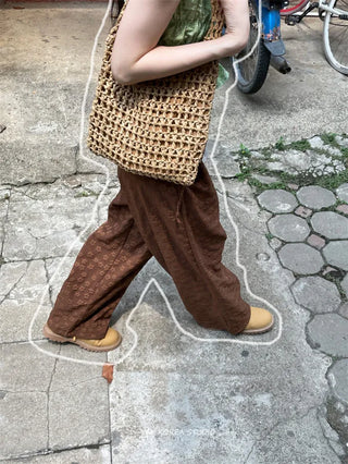 flower drawstring pants