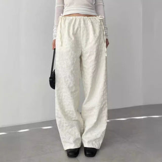 flower drawstring pants