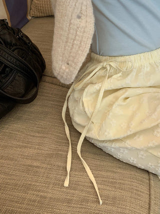 flower drawstring pants