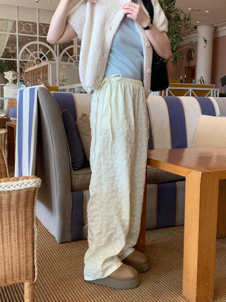 flower drawstring pants