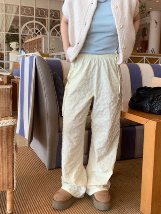 flower drawstring pants