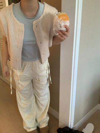 flower drawstring pants