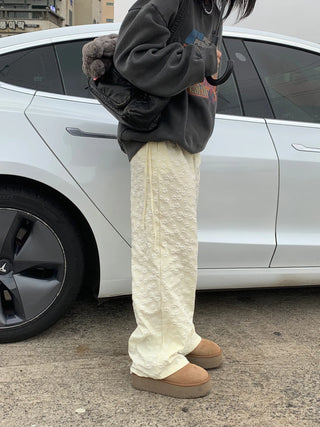 flower drawstring pants