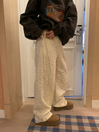 flower drawstring pants