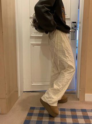 flower drawstring pants