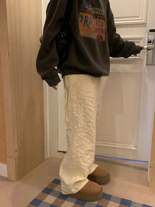 flower drawstring pants