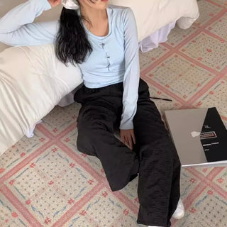 flower drawstring pants